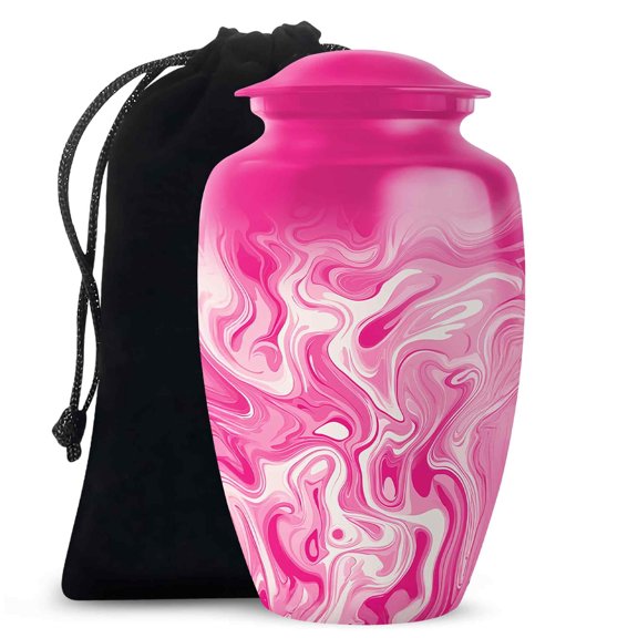 Pink Abstract Urn for Ashes Adult, Cremation Funeral Urn - Pink Abstract Theme Decorative & Memorial Sharing Urns for Ashes with Lid