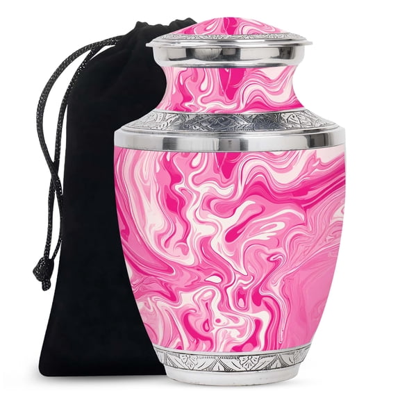 Pink Abstract Urn for Ashes Mom, Decorative Funeral Urn For Dad - Pink Abstract Theme Cremation & Memorial Sharing Urns for Ashes with Lid
