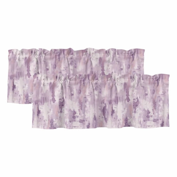Pink Abstract Valances for Windows, Decorative Rod Pocket Window Valance Curtains, Modern Oil Painted Art Contemporary Short Curtain Drapes for Kitchen/Bathroom/Living Room, 2 Panels, 42" W x 12" L