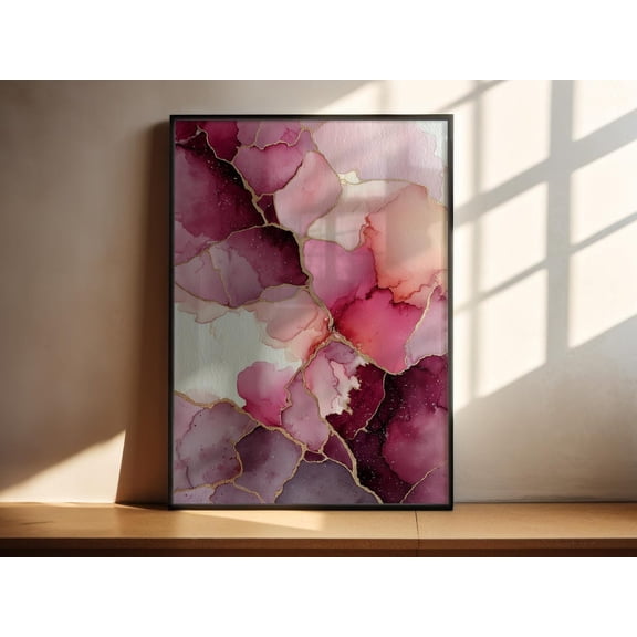 Pink Abstract Wall Art Fluid Print Blush Bedroom Decor, Unframed Paper Print
