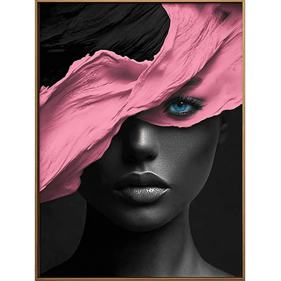 Pink Abstract Woman Face Canvas Wall Art Perfect for Living Room Bedroom Bathroom Office and Dining Room Decoration.