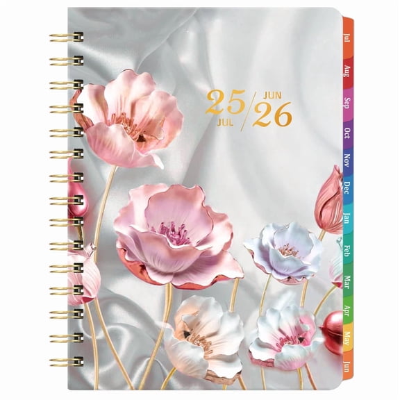Pink Academic Planner 2025 2026 Monthly Weekly Organizer With Floral Design