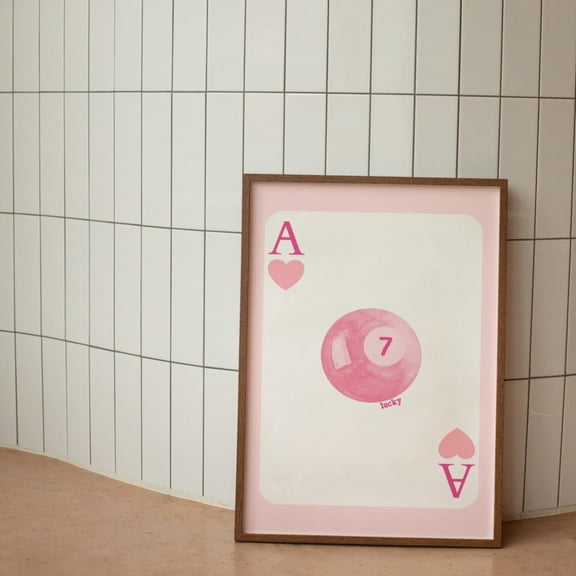 Pink Ace Card Lucky Seven Poster, Unframed Size 8x12