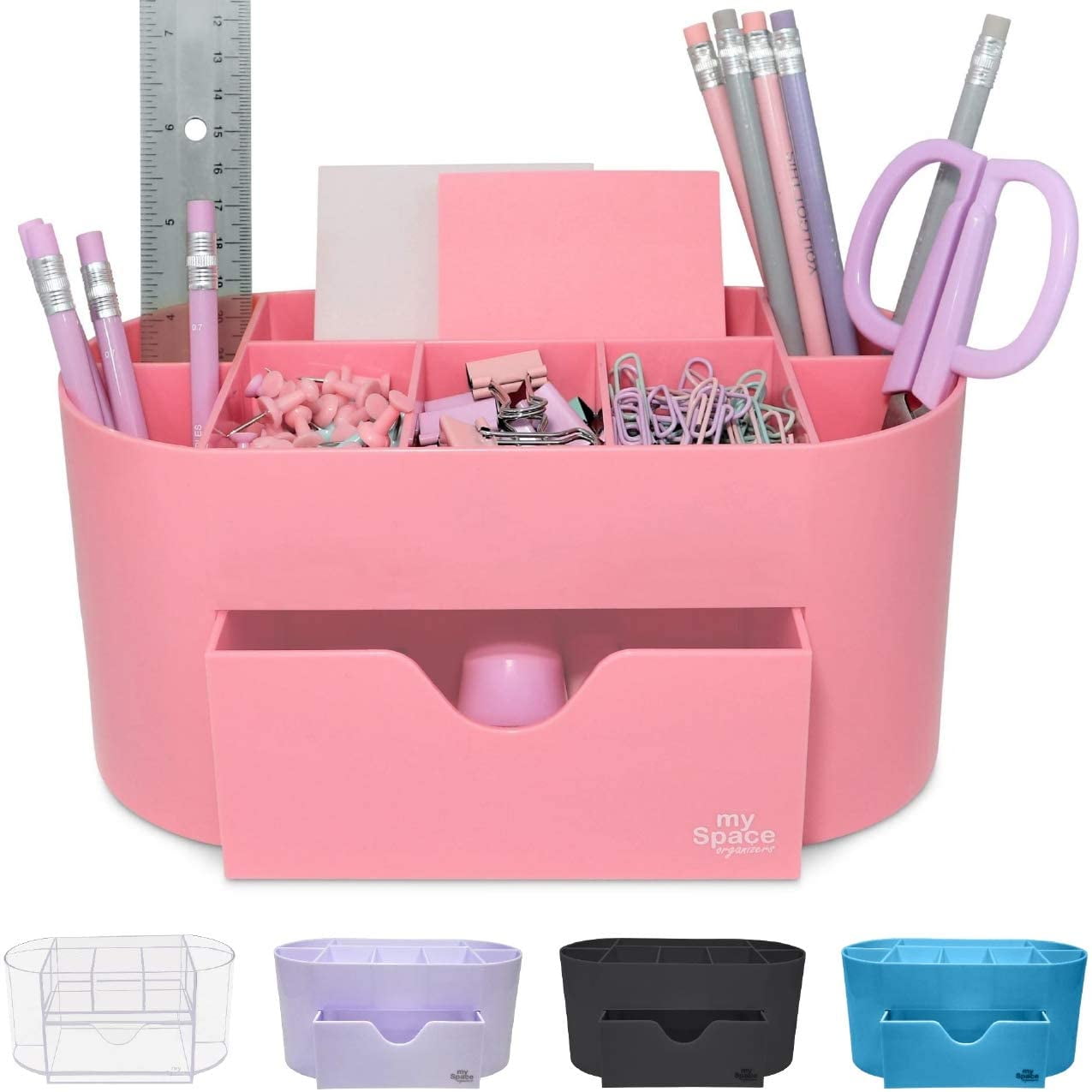 Office Supplies Pink Desk Accessories for Women-6 Piece Interlocking Desk  Organizer Set- Pen Cup, 3 Assorted Accessory T 