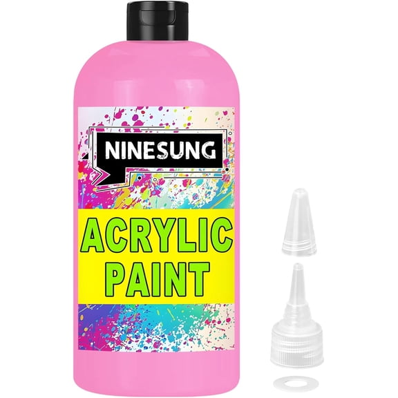 Pink Acrylic Paint - Bulky-Size - 17 oz/500 ml Acrylic Paints Professional Artists Painting for Canvas Fabric Rock Easter Egg Wood Ceramic Glass Art Craft Painting (Pink, 17 Fl Oz)