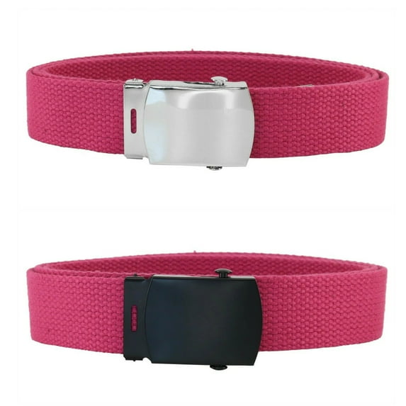 Pink Adjustable Canvas Military Web Belt With Metal Buckle 32 to 72