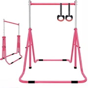 Pink Adjustable Gymnastics Bar for Kids | Folding Horizontal Junior Training Bars Indoor Outdoor