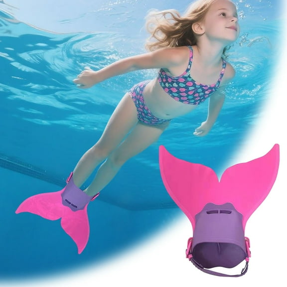 Pink Adjustable Mermaid Swim Fin for Swimming Training Children Swimming Fins Training Swimming Foot Flipper Diving Feet Tail Monofin Girl Boys