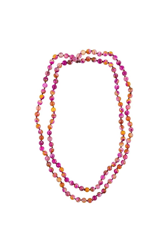 Pink Agate Knotted Long Necklace