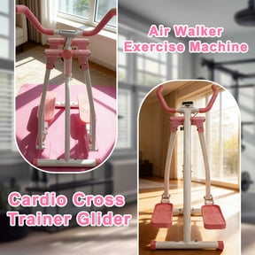Pink Air Walk Elliptical Machine - Foldable Cardio Cross Trainer Glider for Full-Body Low-Impact Exercise with LCD Display for Home Gym