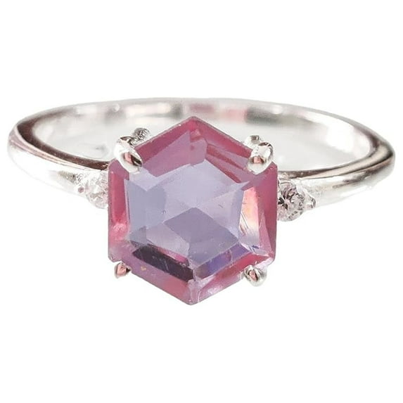 Pink Alexandrite Ring, 925 Sterling Silver, Women Ring, Natural Alexandrite, June Birthstone, Christmas, Thanksgiving, Tiny Dainty Ring, CZ Ring, Handmade, Statement Jewelry, Wedding, Anniversary Gift