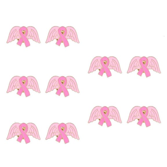 Pink Alloy Ribbon Pin Wing Shape Brooches Lapel Pins with Back Clasp For Outfit