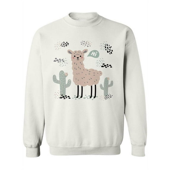 Pink Alpaca Design Sweatshirt Women -Image by Shutterstock, Female Medium