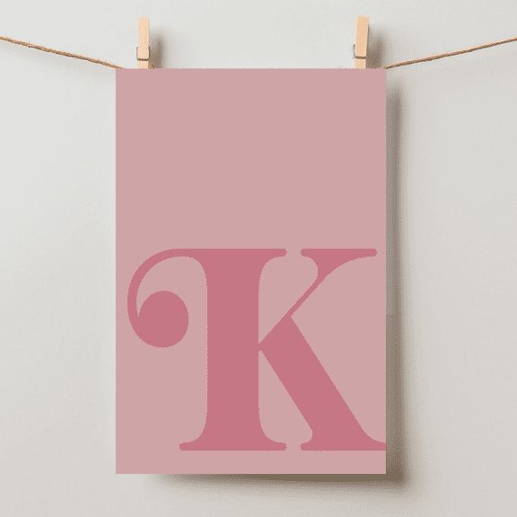Pink Alphabet Letter K Initial Wall Art Unframed Paper Poster 11x14in