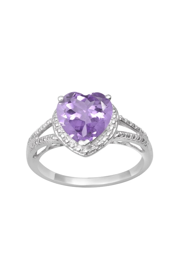 Pink Amethyst 925 Sterling Silver 8MM Heart Shape Women Valentines Day Gifts Ring