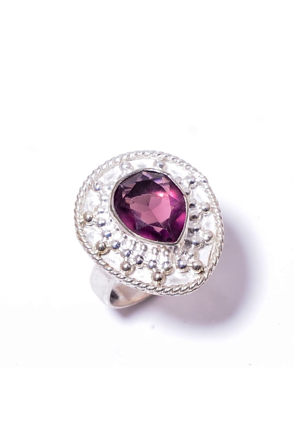 Pink Amethyst Gemstone 925 Sterling Silver Handmade Ring S.8 R239