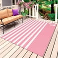 thumbnail image 1 of Pink Anchor Outdoor Rug for Patio/Deck/Porch, Non-Slip Large Area Rug 5 x 8 Ft, Modern Nautical White Geometric Stripes Indoor Outdoor Rugs Washable Area Rugs, Reversible Camping Rug Carpet Runner, 1 of 8