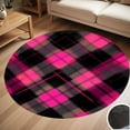 thumbnail image 1 of Pink And Black Plaid Pattern Round Carpet Living Room Bedroom Home Decoration Coffee Table Mat Lounge Rug Chair Mats, 1 of 5