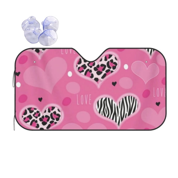 Pink And Black Zebra Print Car Windshield Sun Shade Universal Fit Auto Sun Visor Protector