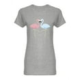 thumbnail image 1 of Pink And Blue Flamingos Shaped T-Shirt Women -Image by Shutterstock, Female Large, 1 of 2