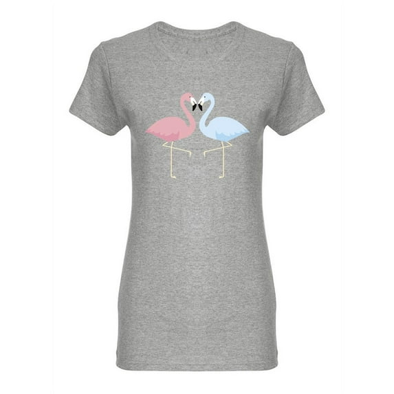 Pink And Blue Flamingos Shaped T-Shirt Women -Image by Shutterstock, Female Large