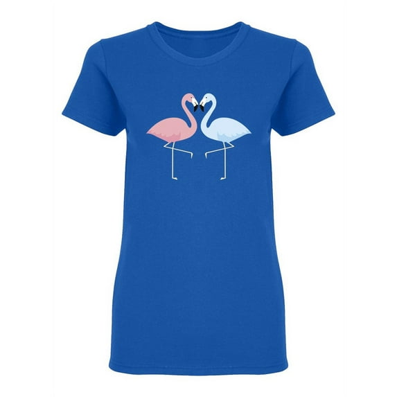 Pink And Blue Flamingos Shaped T-Shirt Women -Image by Shutterstock, Female Small