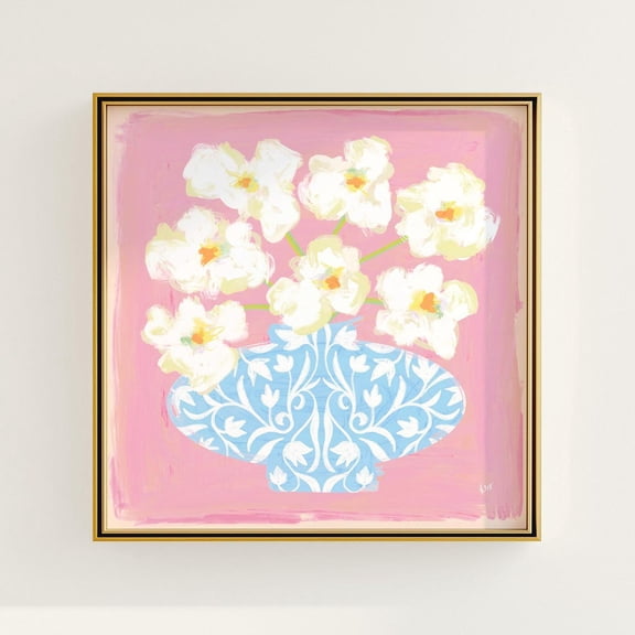 Pink And Blue Floral Botanical Southern Wall Decor, Unframed Canvas 8x10in