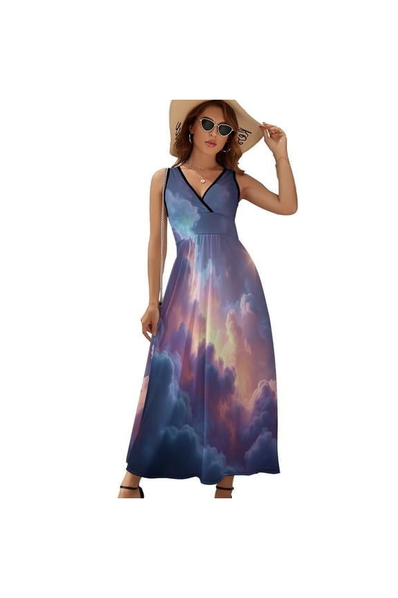 Pink And Blue Galaxy Sky Sleeveless Dress Summer Women Clothes Dress for Pregnant Women Dresses