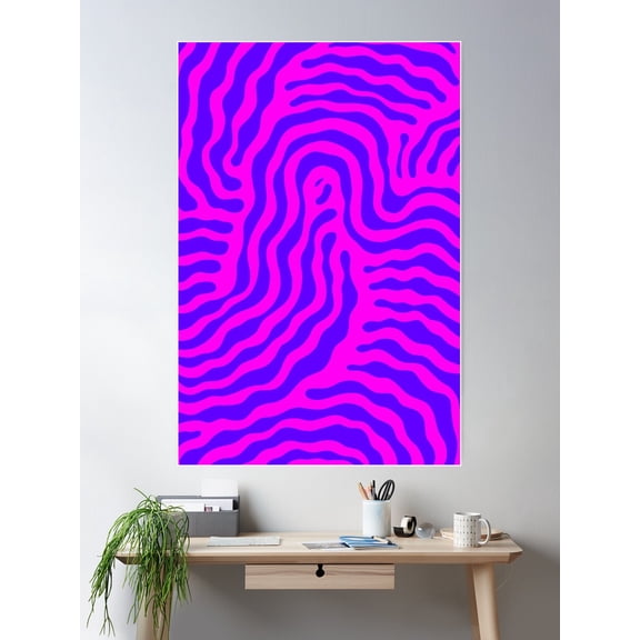 Pink And Blue Lines Poster Wall Art, Modern Wall Decor For Living Room Bedroom, 24x36 UNFRAMED