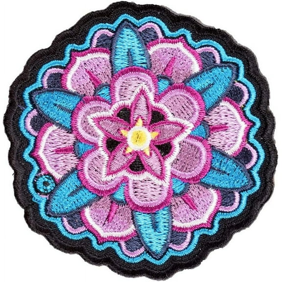 Pink And Blue Mandala Flower Patch, Ladies Flower Patches