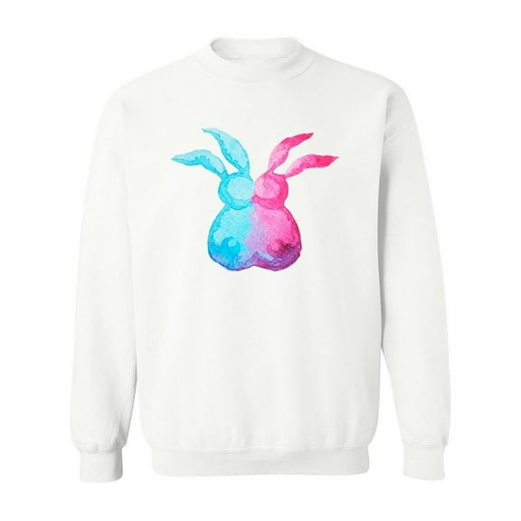 Pink And Blue Rabbits Sweatshirt Women -Image by Shutterstock, Female 3X-Large