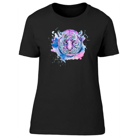 Pink And Blue Watercolor Tiger Tee Women's -Image by Shutterstock