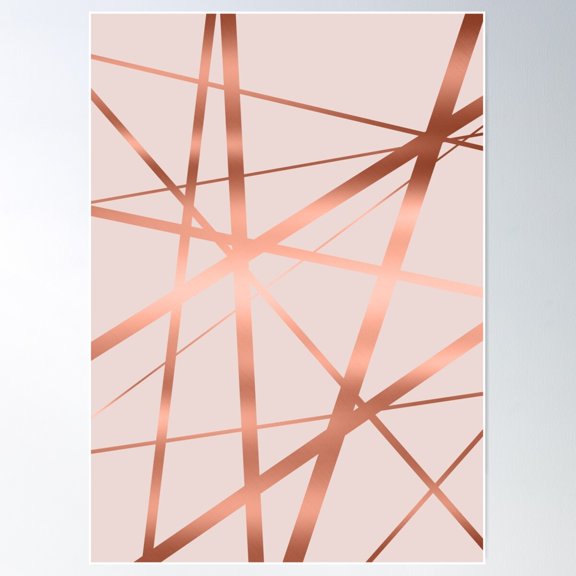 Pink And Copper Luxe Poster Wall Art, Modern Wall Decor For Living Room Bedroom, 8x12 UNFRAMED