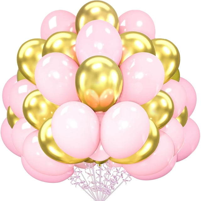 Pink And Gold Balloons 12 Inch 100 Pack Matte Light Pink Matellic Gold ...