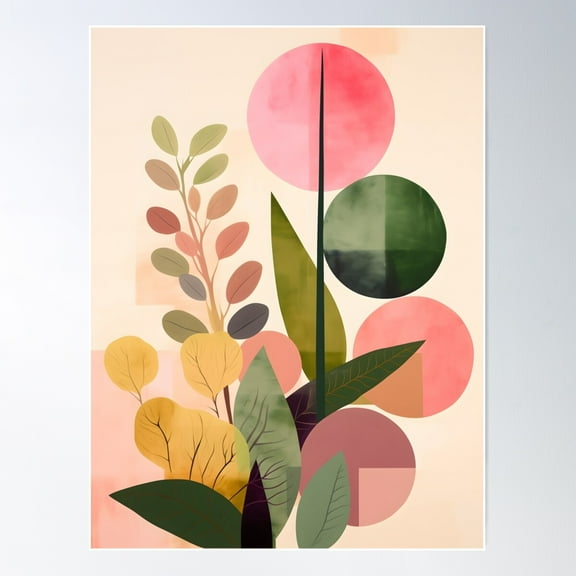 Pink And Green Abstract Art Poster Wall Art, Modern Wall Decor For Living Room Bedroom, 8x12 UNFRAMED