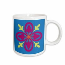 3drose, Pink and Green Elegant Design on a Bright Blue Background, 11oz Mug