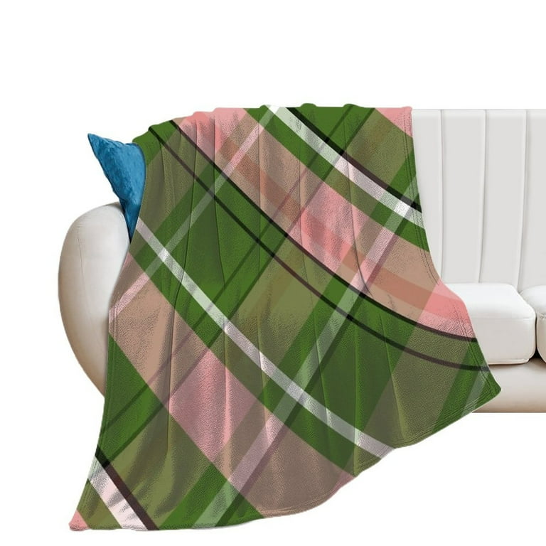 Pink And Green Preppy Plaid Throw Blanket 30