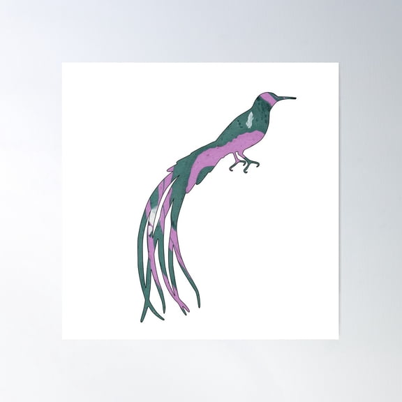 Pink And Green Rainbow Bird Poster Wall Art, Modern Wall Decor For Living Room Bedroom, 30x30 UNFRAMED