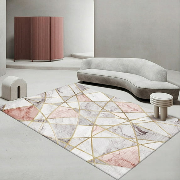 Pink And Grey Geometric Area Rugs Non-Slip Floor Mat Home Runner Rug Carpet For Bedroom Indoor Outdoor Kids Play Mat Nursery Throw Rugs 2' x 3'