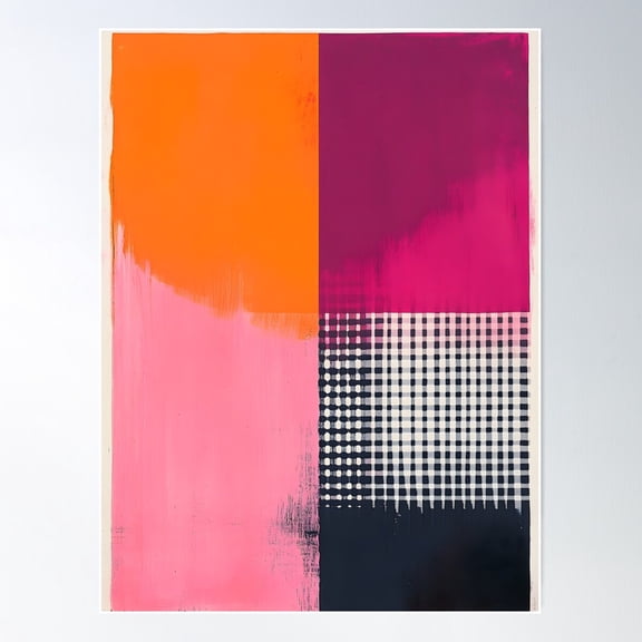Pink And Orange Abstract Art Poster Wall Art, Modern Wall Decor For Living Room Bedroom, 12x18 UNFRAMED