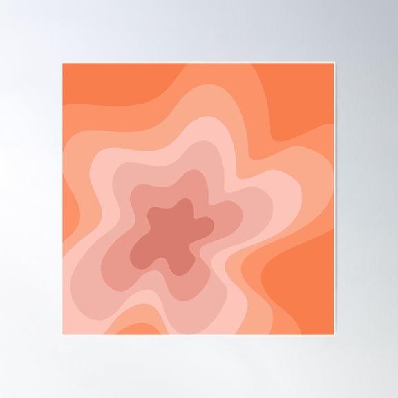 Pink And Orange Retro Style Swirl Design Poster Wall Art, Modern Wall Decor For Living Room Bedroom, 24x24 UNFRAMED