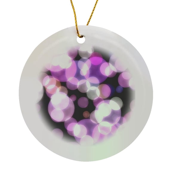 3drose, Pink and Purple Bokeh Art, Circle Porcelain Ornament
