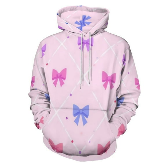 Pink And Purple Bow Pattern 3D Print Hoodie Men Women Autumn Thin Pullover Sweatshirt Vintage Streetwear Tops