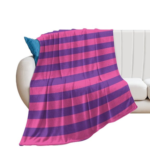 Pink And Purple Stripes Blanket Throw Blankets Warm Cozy Lightweight Couch Blanket Stuff Gifts for Women Mom Teens