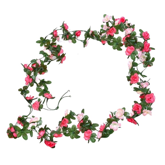 Pink And Rose Red Artificial Rose Vine Garland 2.5m For Home Wedding Party Wall Hanging Decor