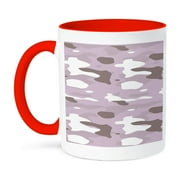 3dRose, Pink and White Camouflage Fashion- Military, 15oz Two-Tone Red Mug