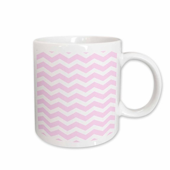 3drose, Pink and White Chevron Zig Zag Pattern - Modern Contemporary Zigzag Stripes - Pastel Girly Zig Zags, 15oz Mug