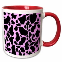 3drose, Pink and White Cow Print, 15oz Two-tone Red Mug