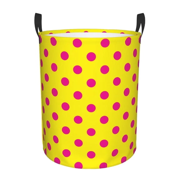 Pink And White Polka Dots Pattern Laundry Basket Foldable Clothes Toy Hamper Storage Bin for Kids Nursery