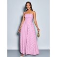 thumbnail image 1 of Pink And White Striped Maxi Dress With Spaghetti Straps, Chest Gathering, Pockets, A-Line Flowing Silhouette, 1 of 6